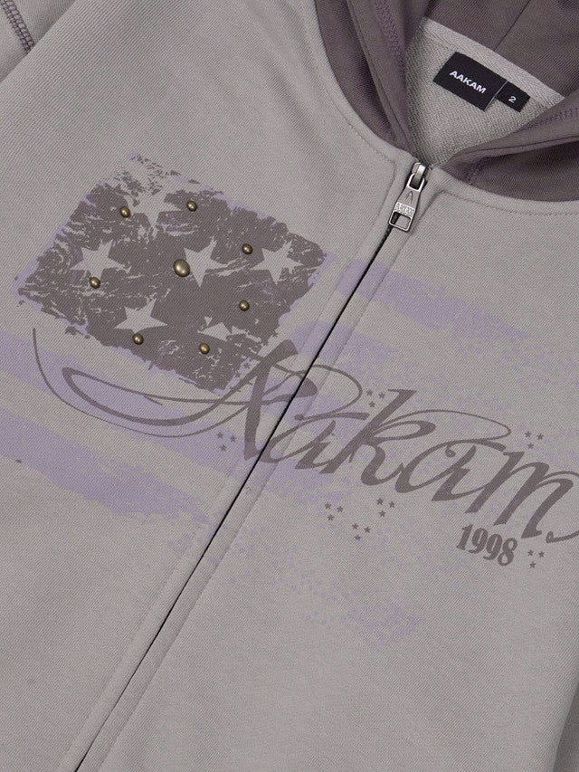 【AAKAM】Star-Spangled Zip-Up hoodie