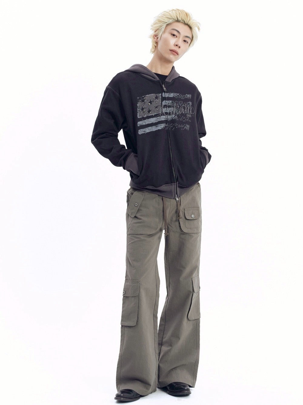 【AAKAM】Star-Spangled Zip-Up hoodie