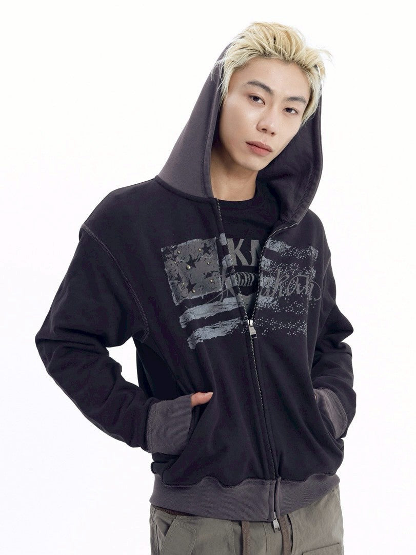AAKAM】Star-Spangled Zip-Up hoodie – PRESSING WEB SHOP