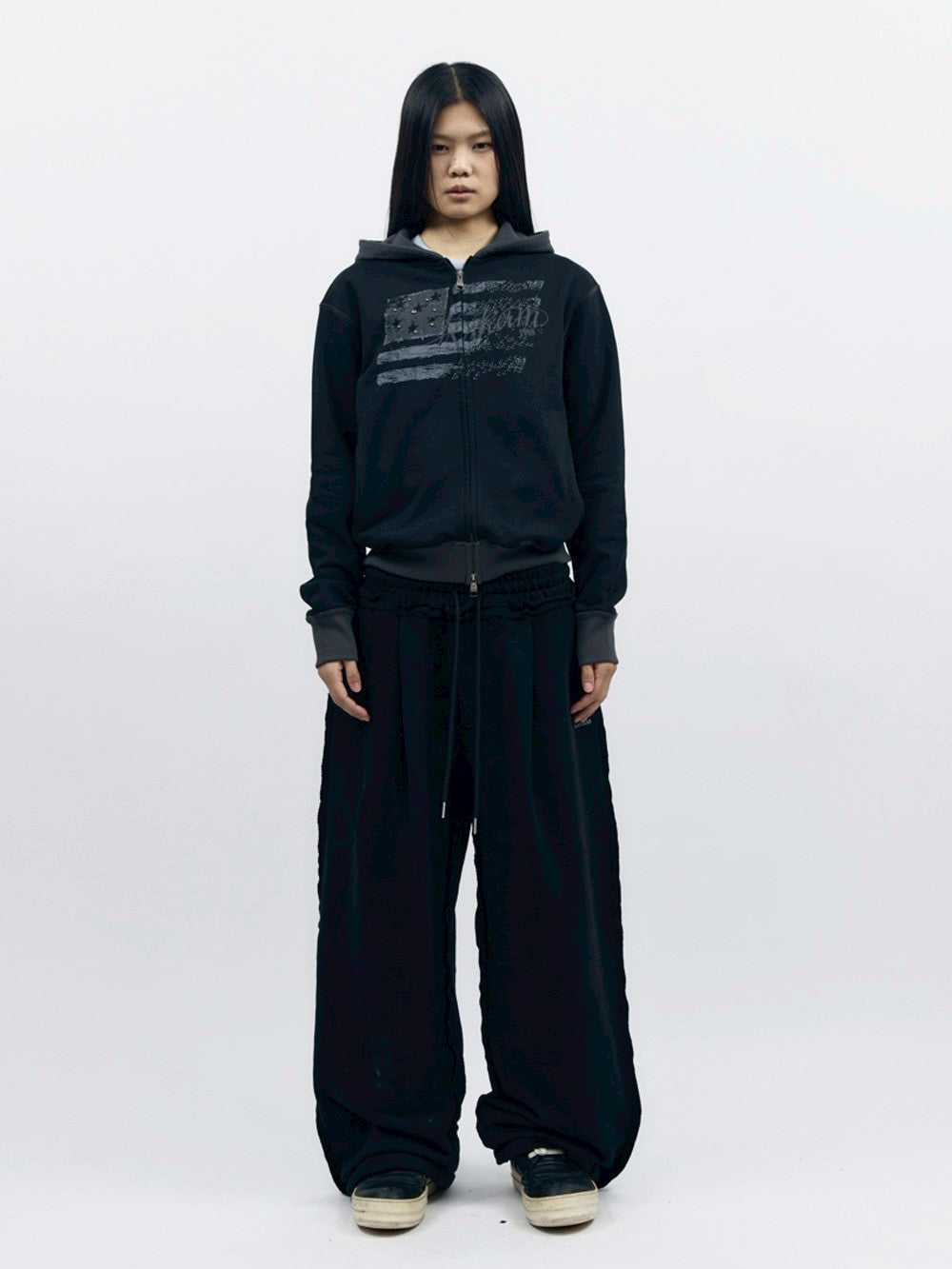 【AAKAM】Star-Spangled Zip-Up hoodie