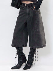 【BLR BLUER】Arc Line Bermuda Washing Denim Pants
