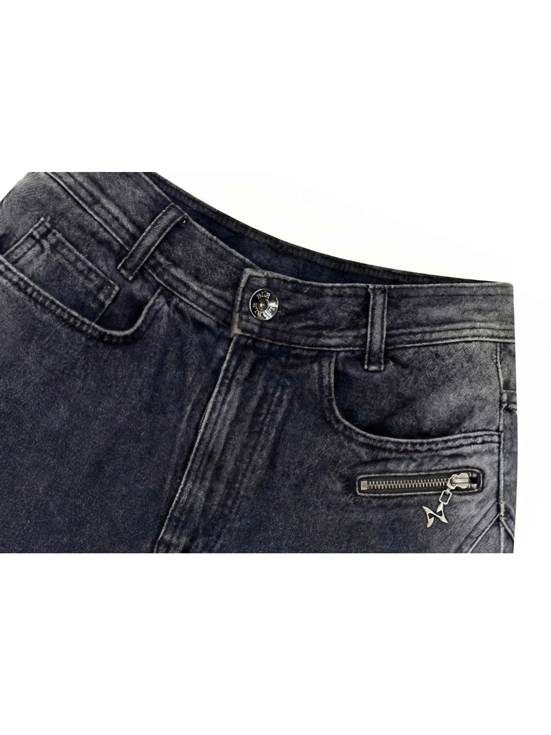 【BLR BLUER】Arc Line Bermuda Washing Denim Pants