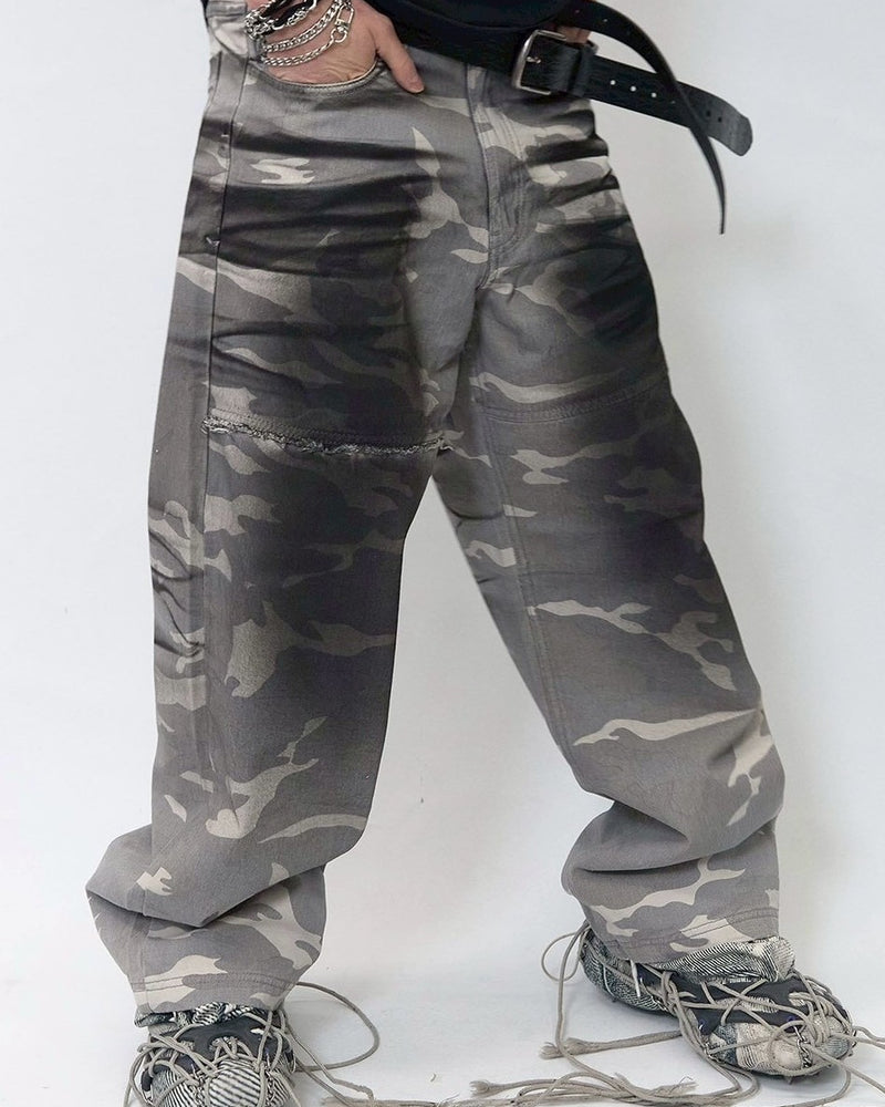 【BLR BLUER】Faded Camo Carpenter Pants