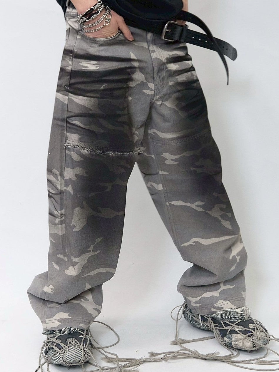 【BLR BLUER】Faded Camo Carpenter Pants