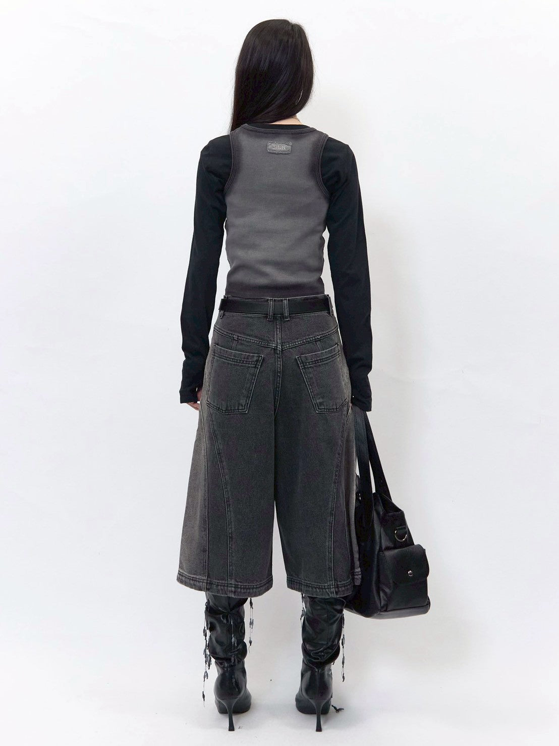 【BLR BLUER】Arc Line Bermuda Washing Denim Pants