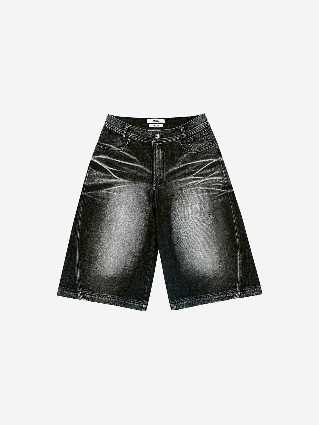 【BLR BLUER】Embossed Wave Washing Bermuda Denim Pants