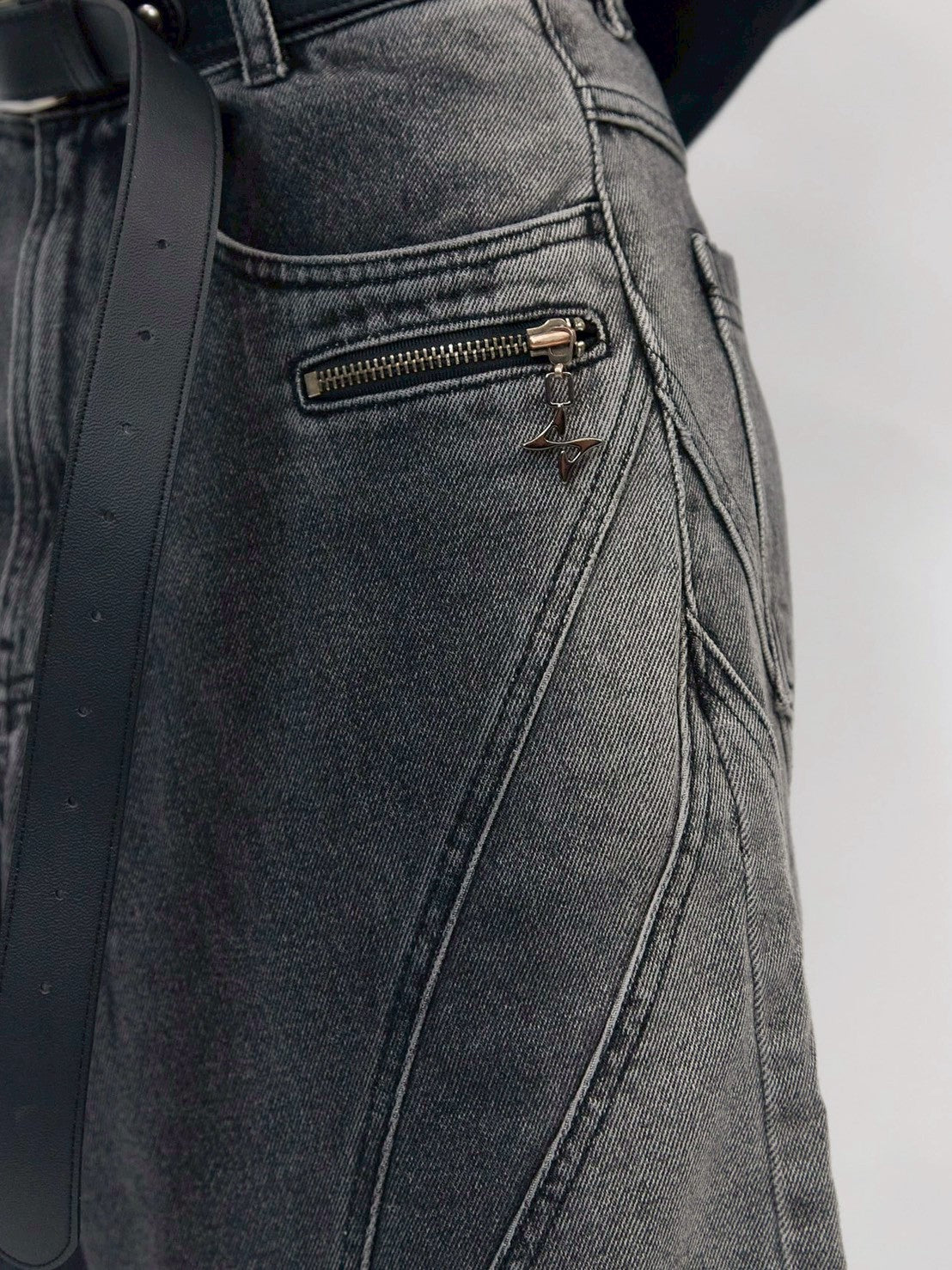 【BLR BLUER】Arc Line Bermuda Washing Denim Pants