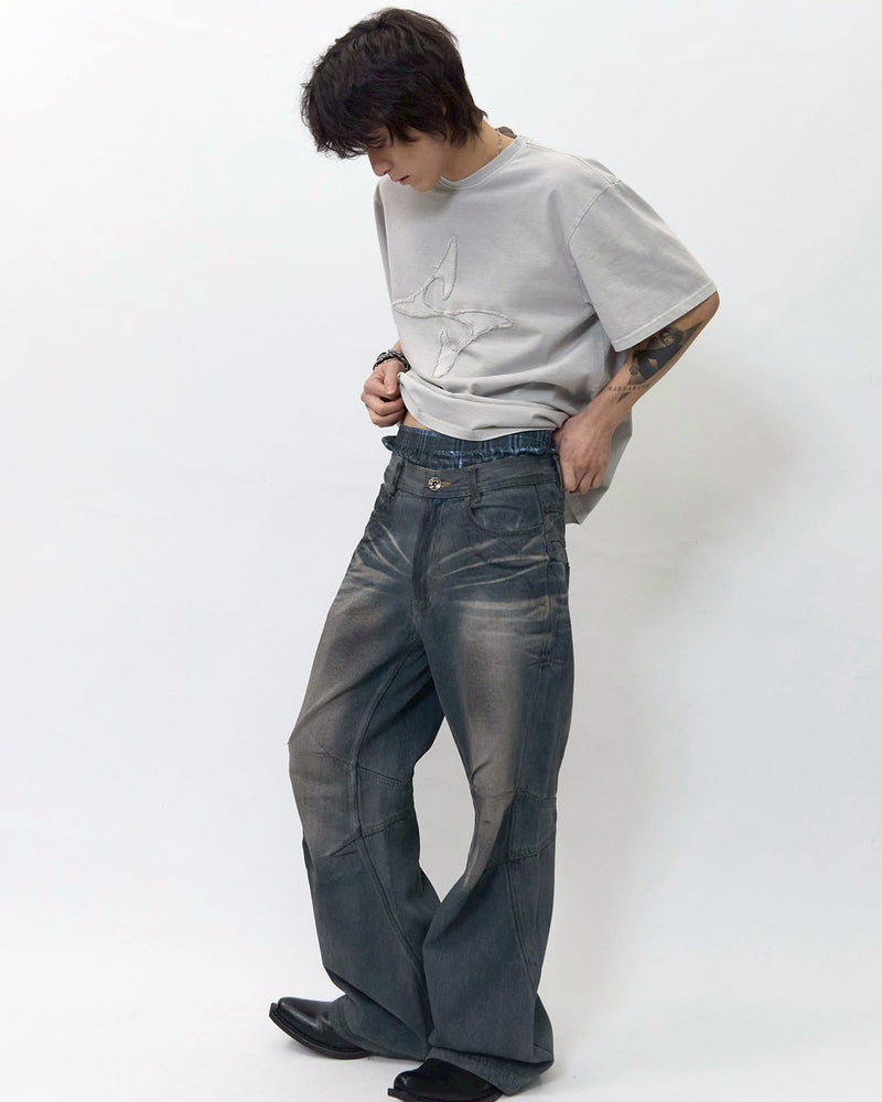 【BLR BLUER】Low-Cut Patch Logo T-Shrits