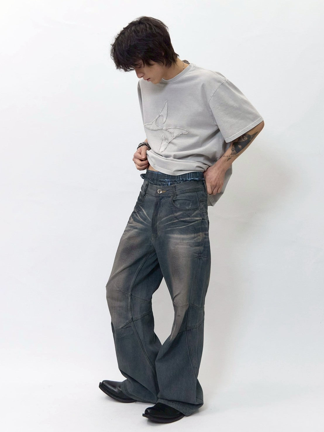 【BLR BLUER】Low-Cut Patch Logo T-Shrits