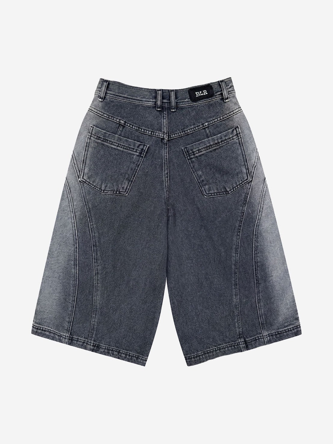 【BLR BLUER】Arc Line Bermuda Washing Denim Pants