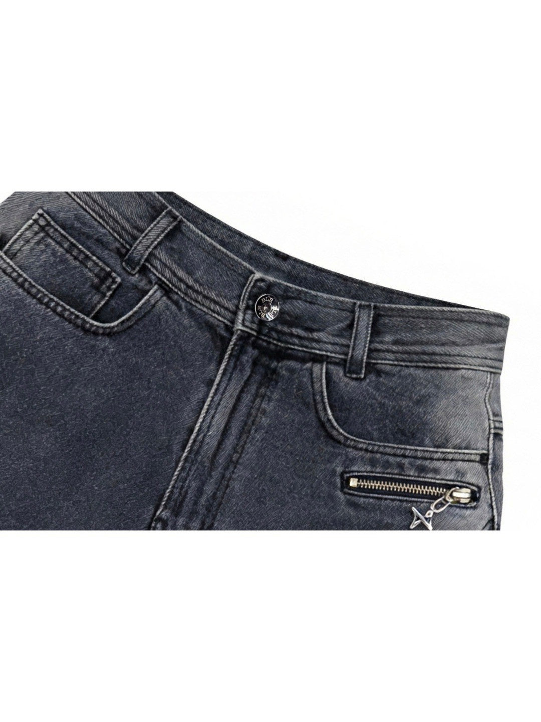 【BLR BLUER】Arc Line Bermuda Washing Denim Pants