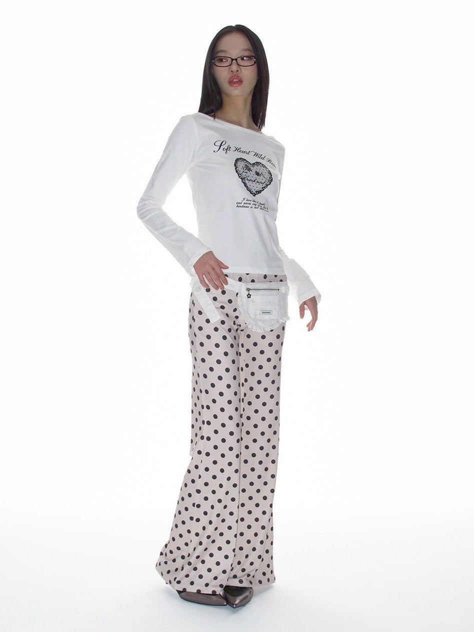 【CRANK】HEART PRINT BOAT NECK TOP