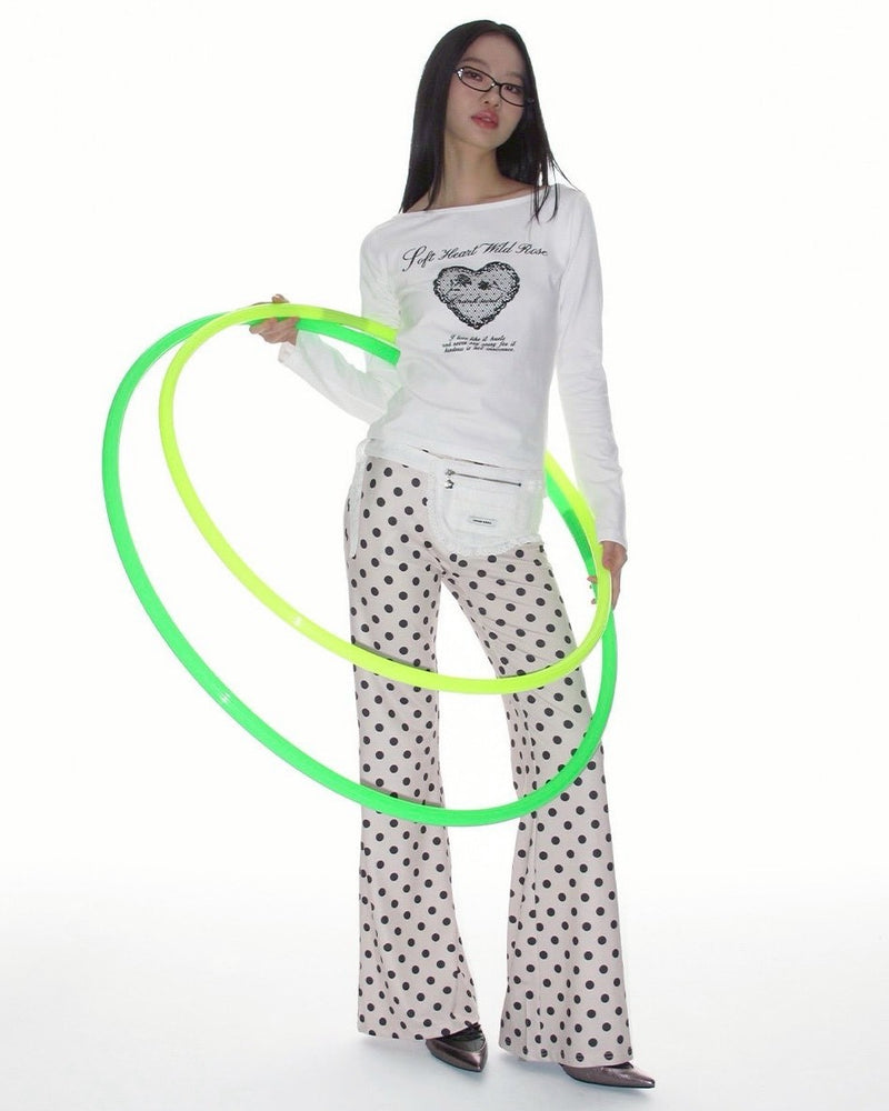 【CRANK】HEART PRINT BOAT NECK TOP