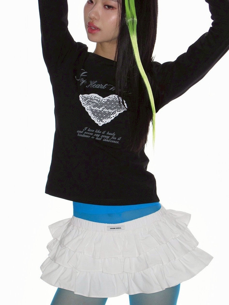 【CRANK】HEART PRINT BOAT NECK TOP