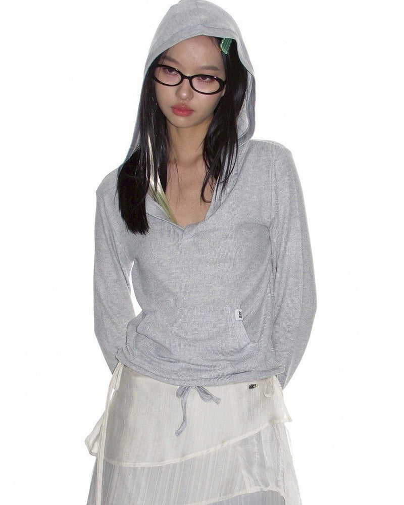 【CRANK】SOFT RIB HOODED TOP