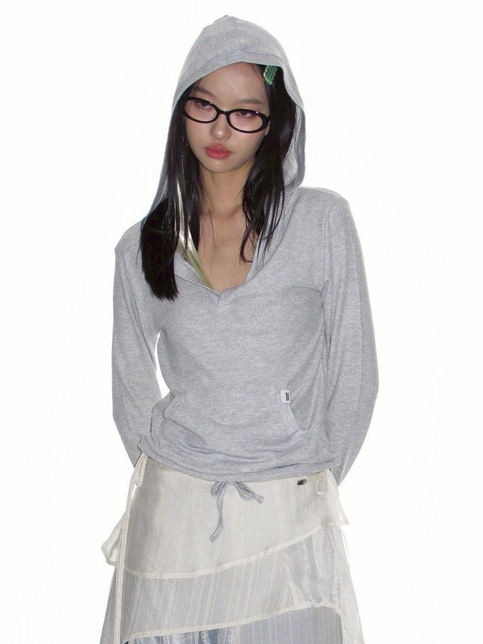 【CRANK】SOFT RIB HOODED TOP