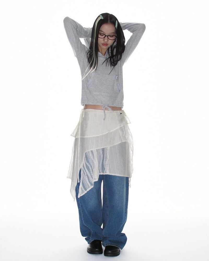 【CRANK】SOFT RIB HOODED TOP