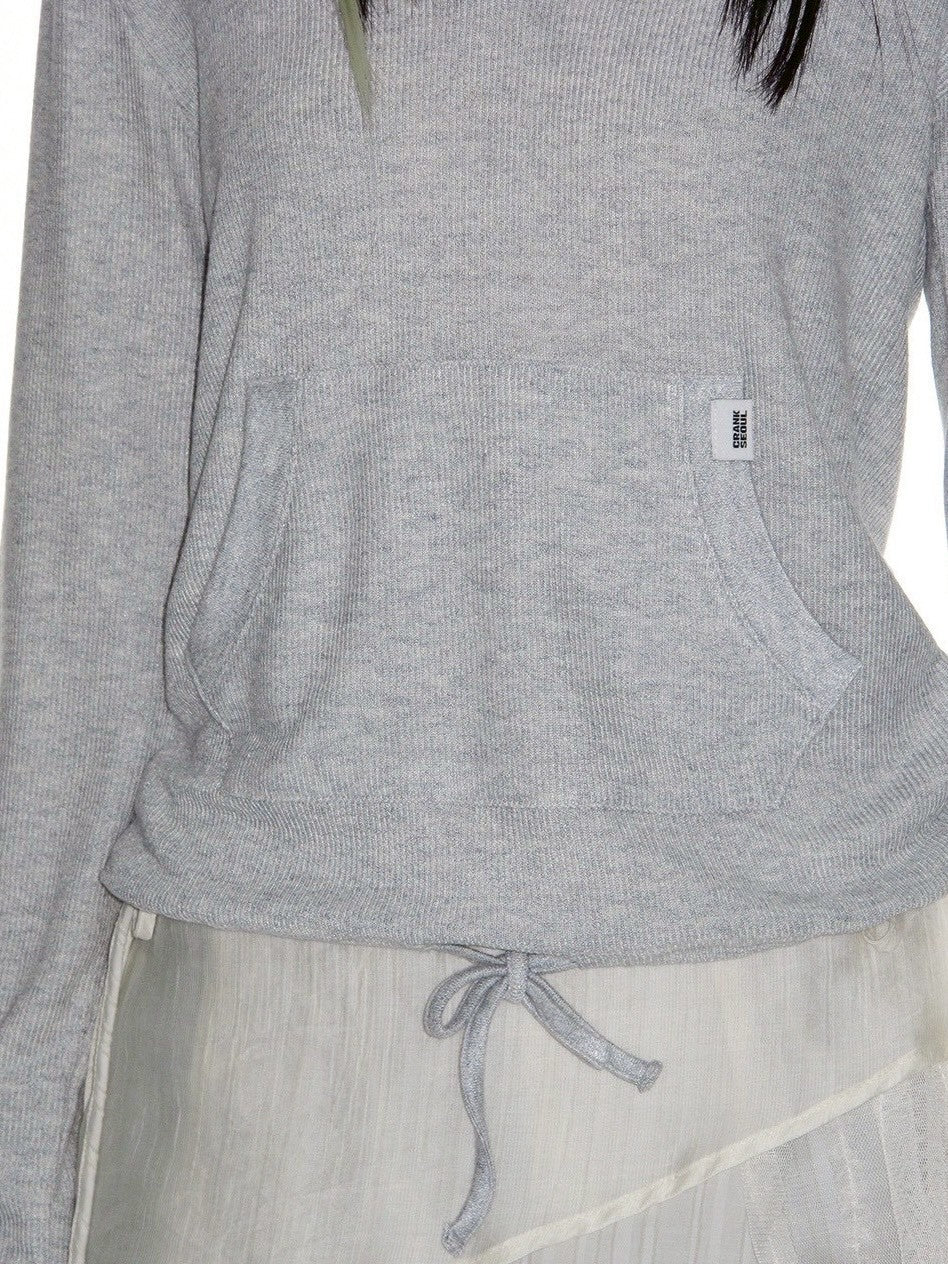 【CRANK】SOFT RIB HOODED TOP