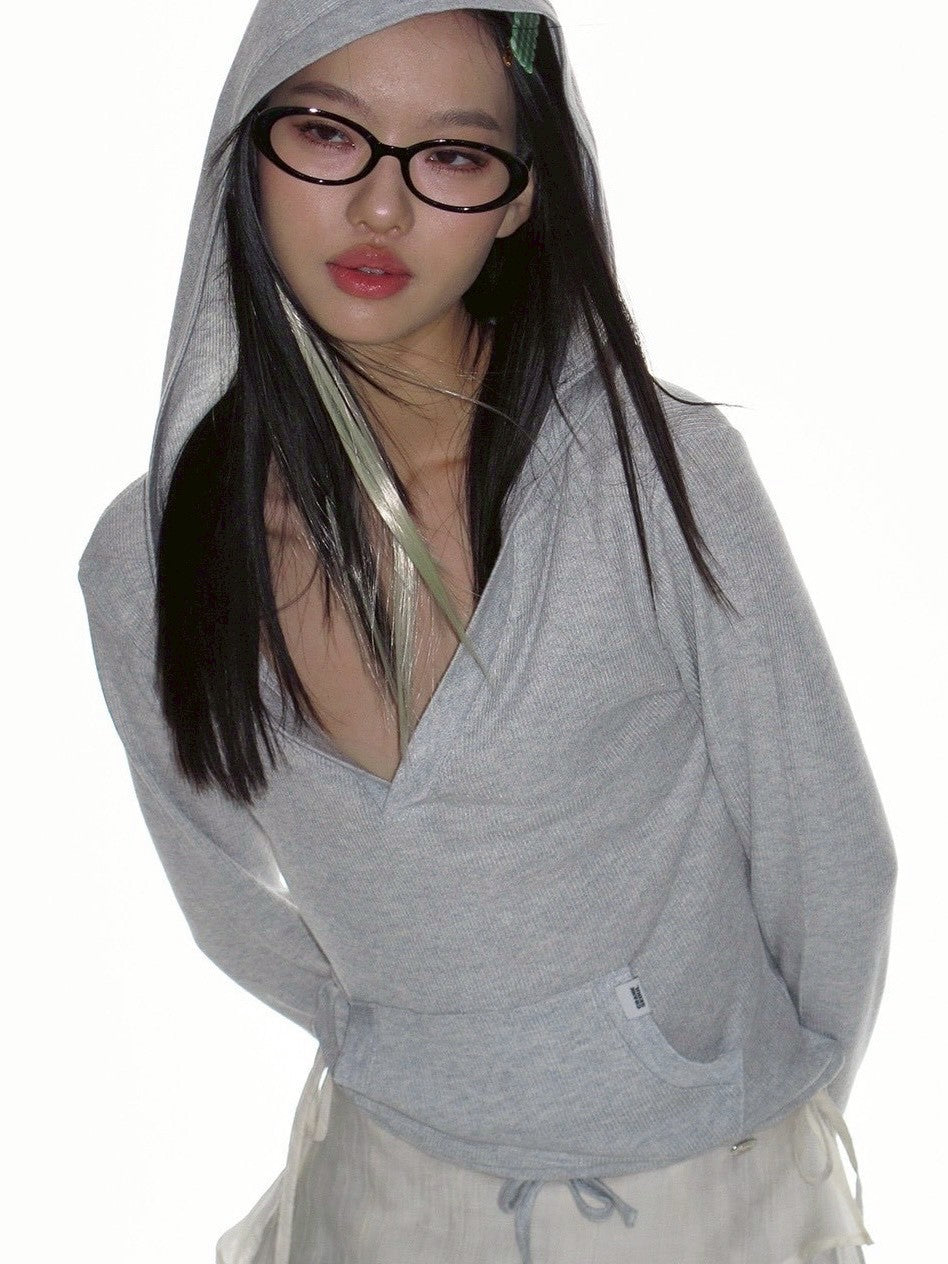 【CRANK】SOFT RIB HOODED TOP