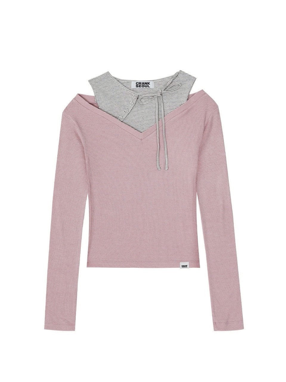 【CRANK】STRIPE LAYERED V-NECK KNIT
