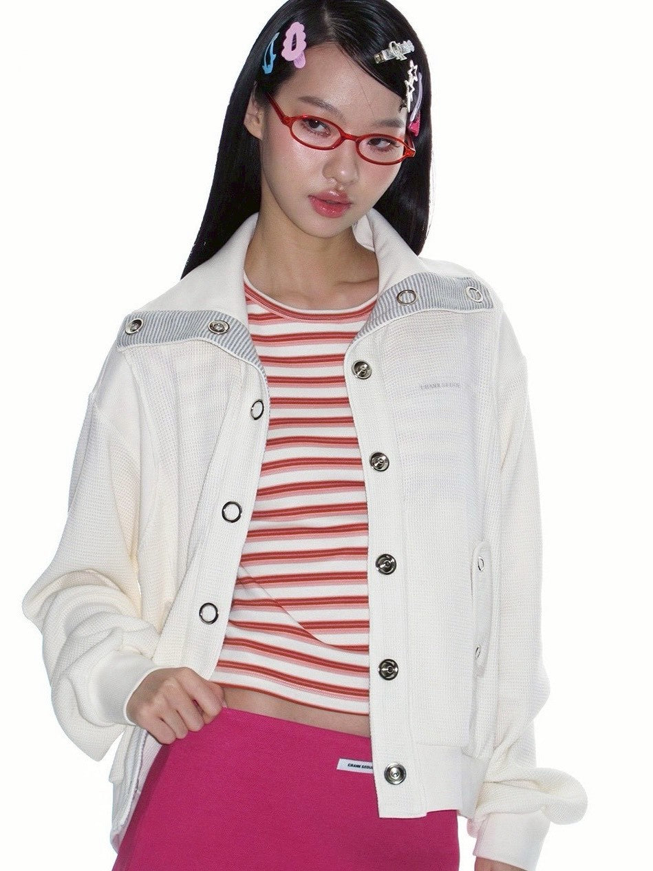 【CRANK】WAFFLE JERSEY EYELET JACKET