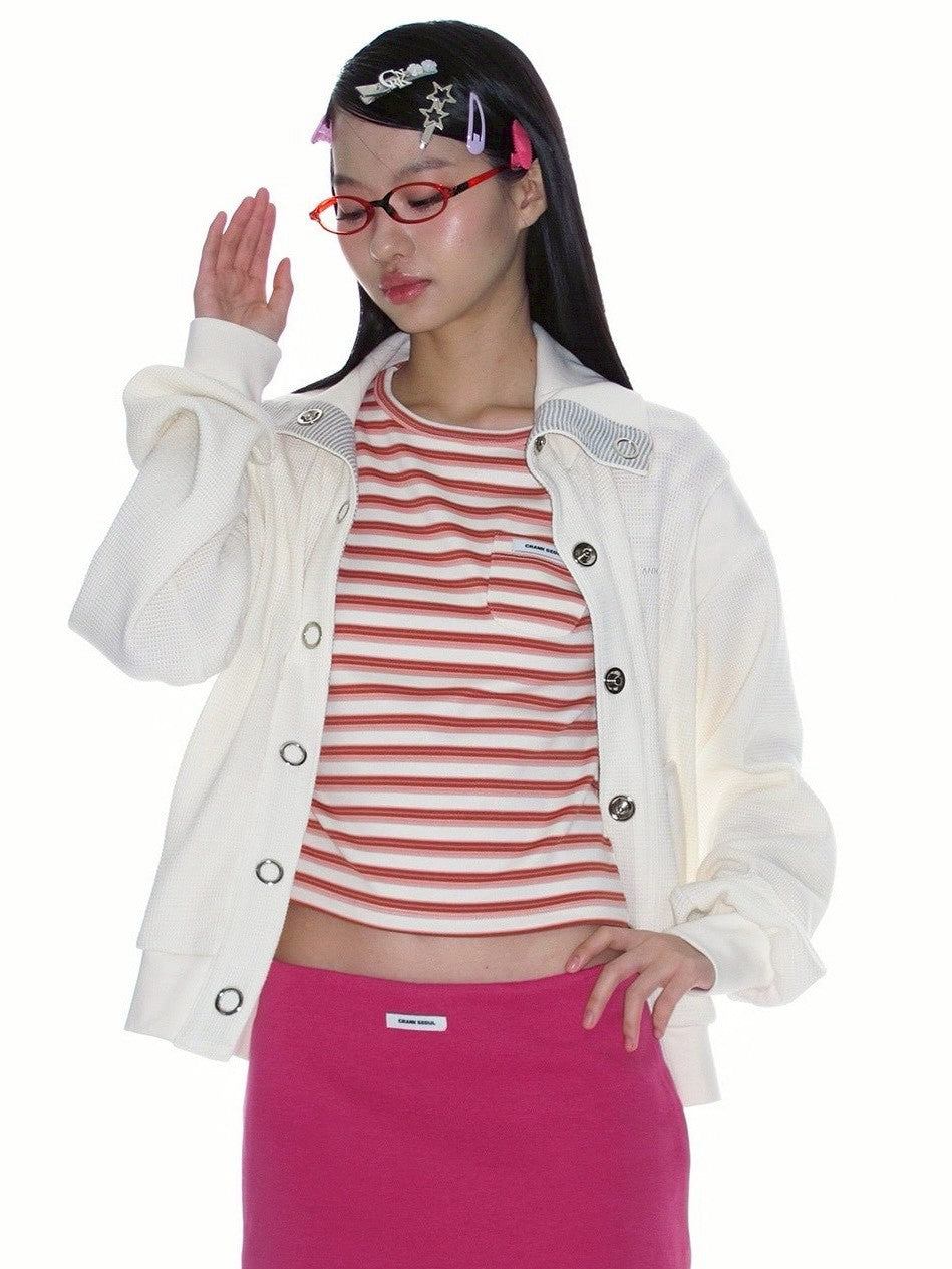 【CRANK】WAFFLE JERSEY EYELET JACKET