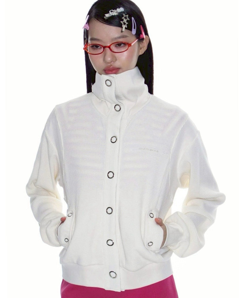 【CRANK】WAFFLE JERSEY EYELET JACKET