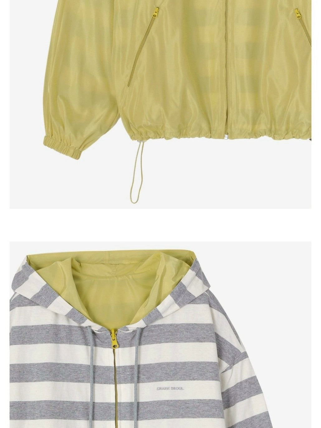 【CRANK】REVERSIBLE STRIPE HOODED WINDBREAKER