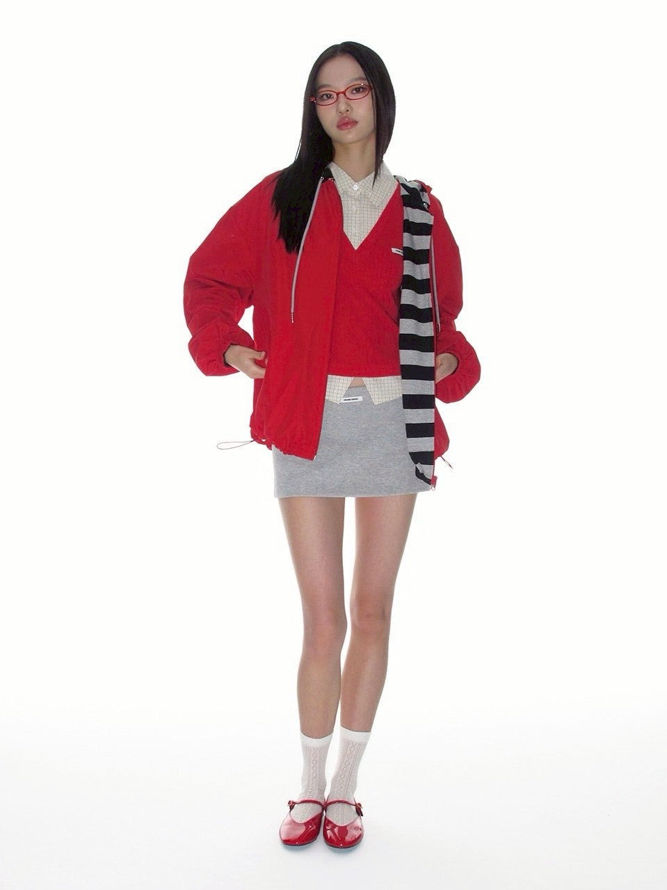 【CRANK】REVERSIBLE STRIPE HOODED WINDBREAKER