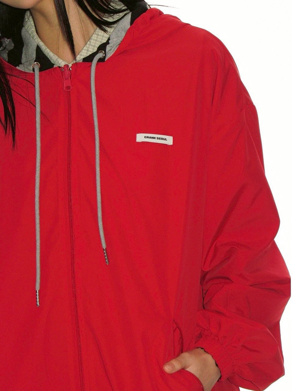 【CRANK】REVERSIBLE STRIPE HOODED WINDBREAKER