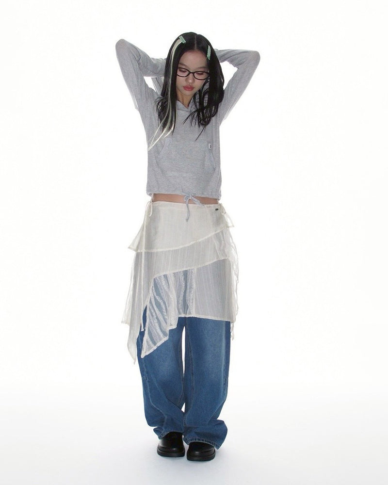 【CRANK】LACE DRAPED WRAP SKIRT
