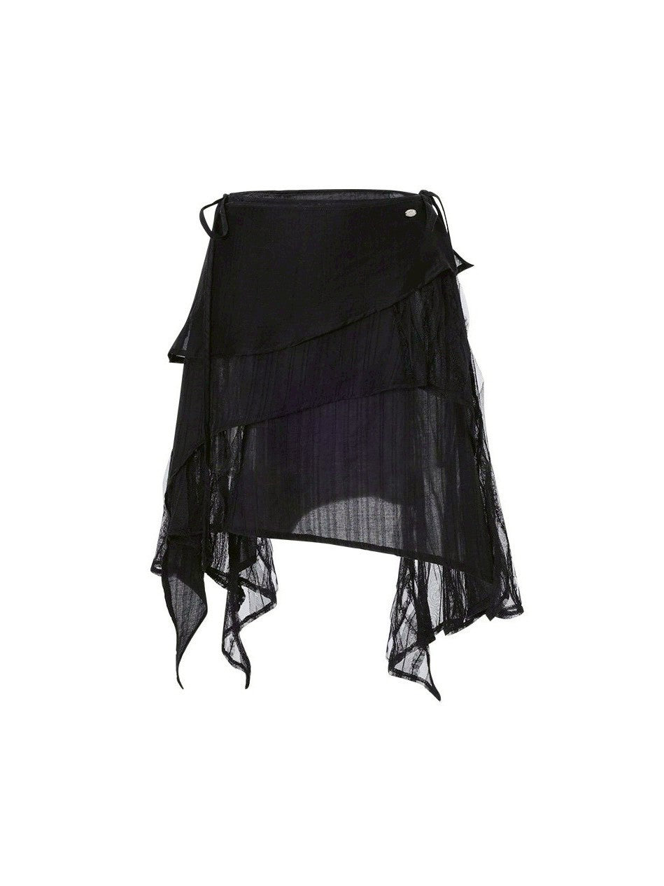 【CRANK】LACE DRAPED WRAP SKIRT