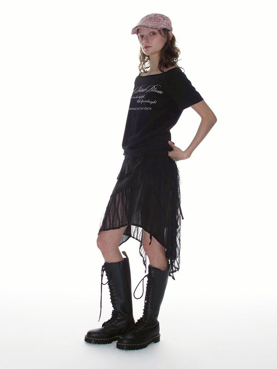 【CRANK】LACE DRAPED WRAP SKIRT