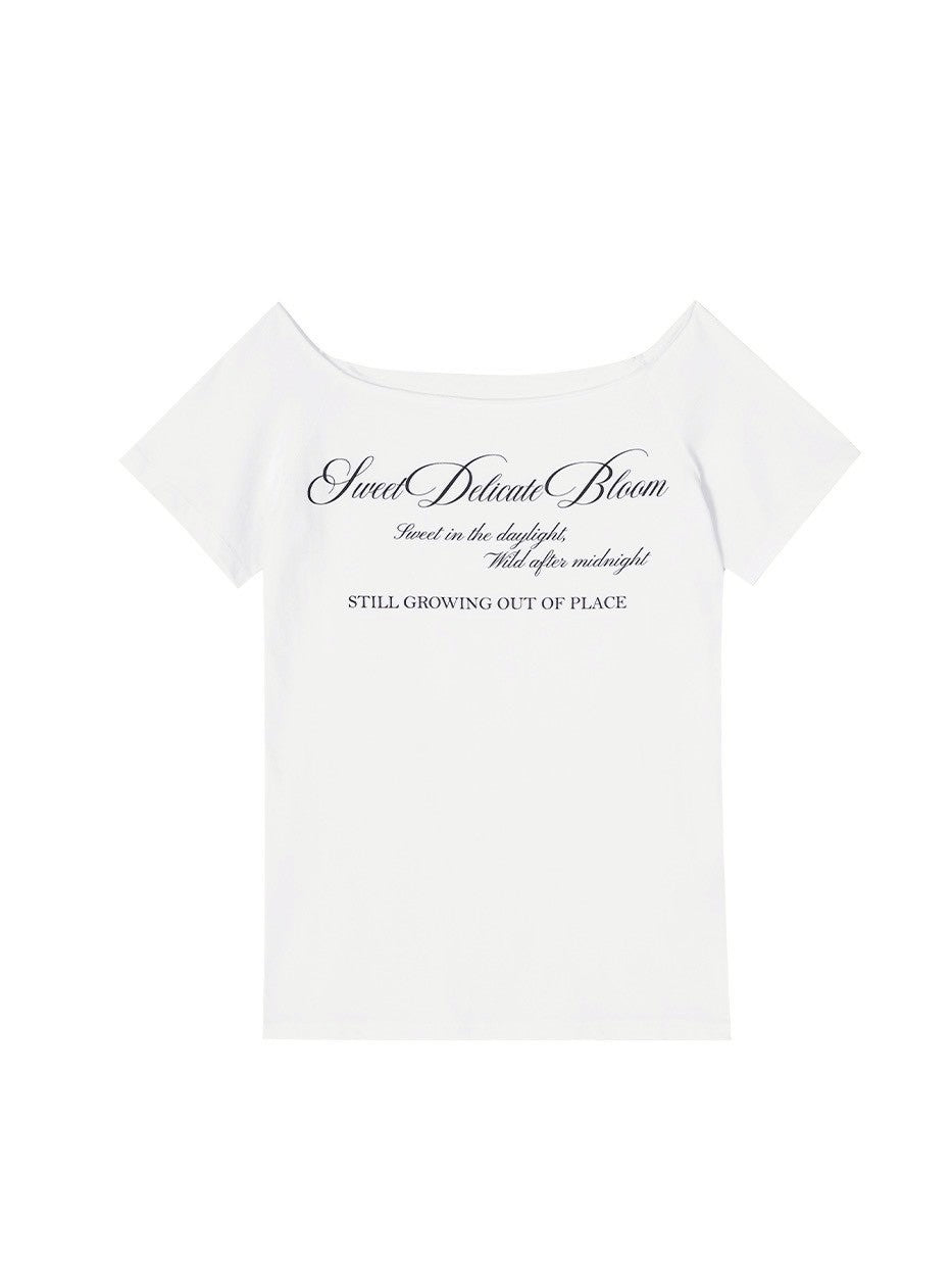 【CRANK】RAW-CUT LETTERING OFF-SHOULDER TOP