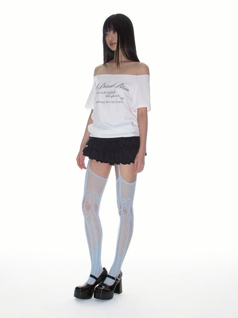 【CRANK】RAW-CUT LETTERING OFF-SHOULDER TOP