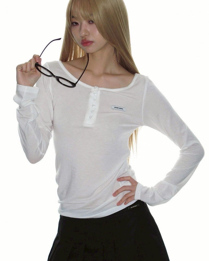 【CRANK】BASIC HENLEY NECK TOP