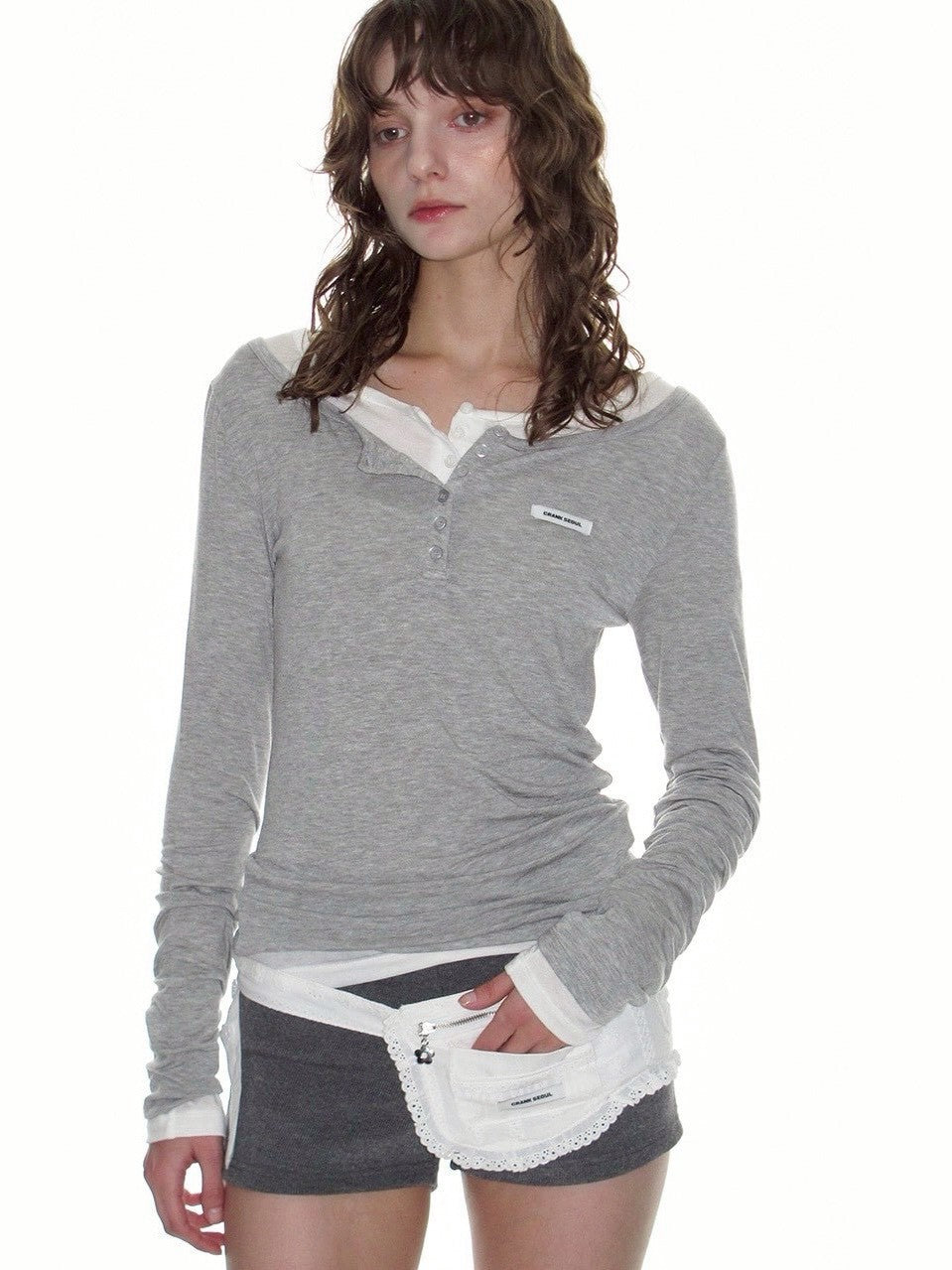 【CRANK】BASIC HENLEY NECK TOP