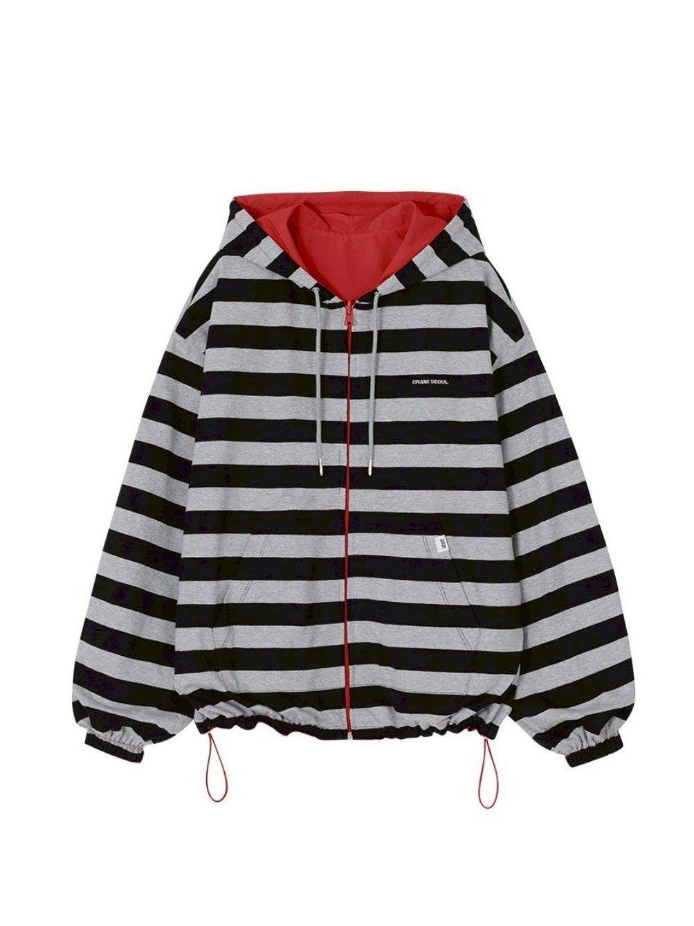 【CRANK】REVERSIBLE STRIPE HOODED WINDBREAKER