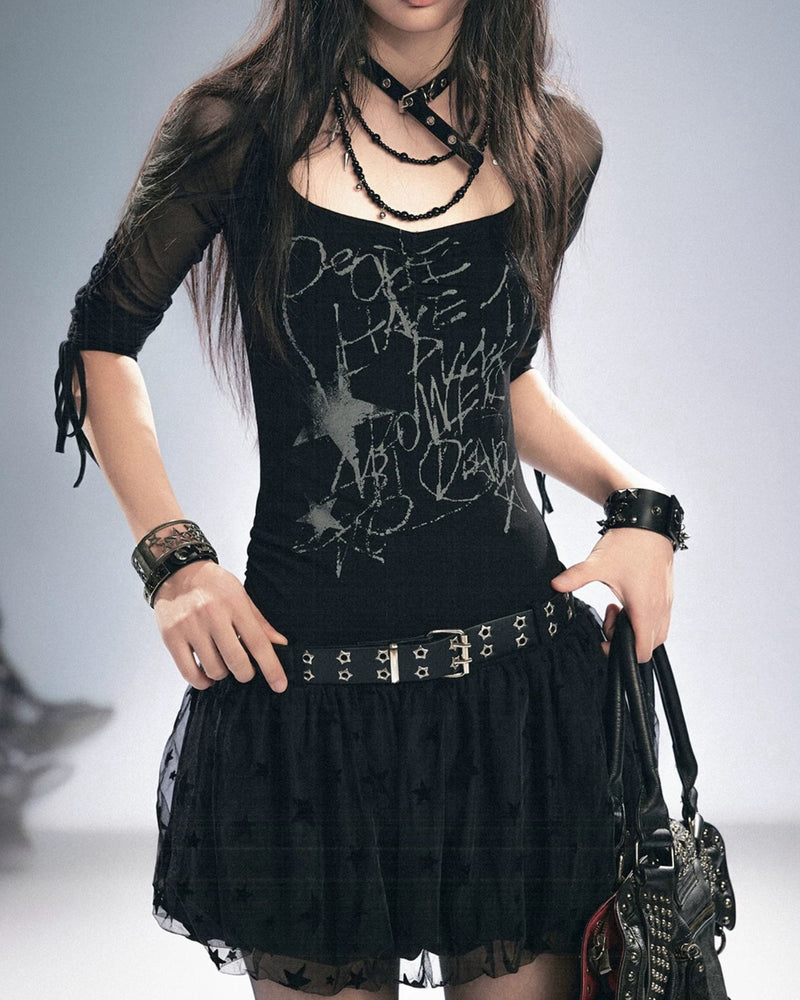 【Cest Nous】Graffiti Star Dress