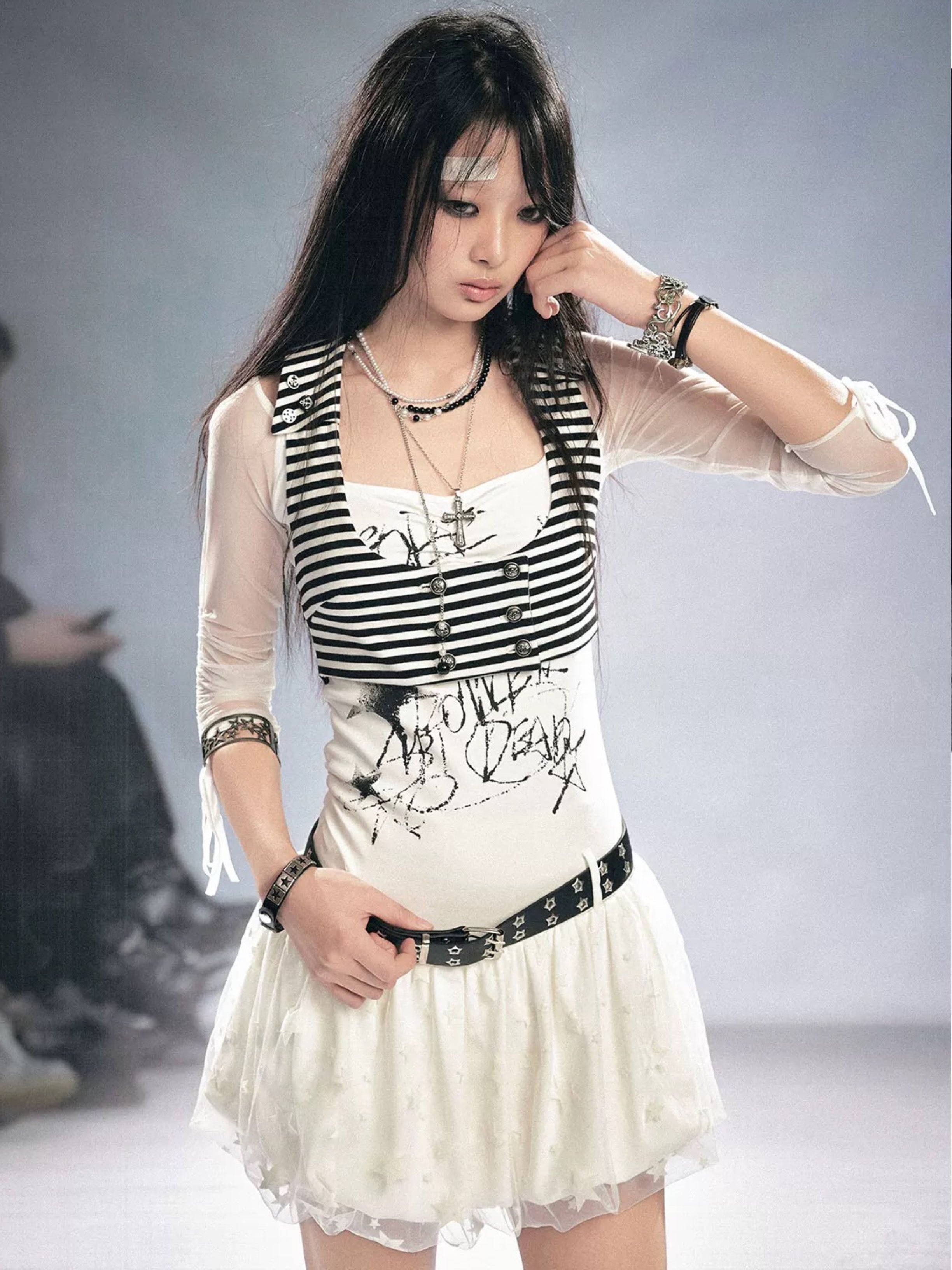 【Cest Nous】Striped Button 
Tank Top