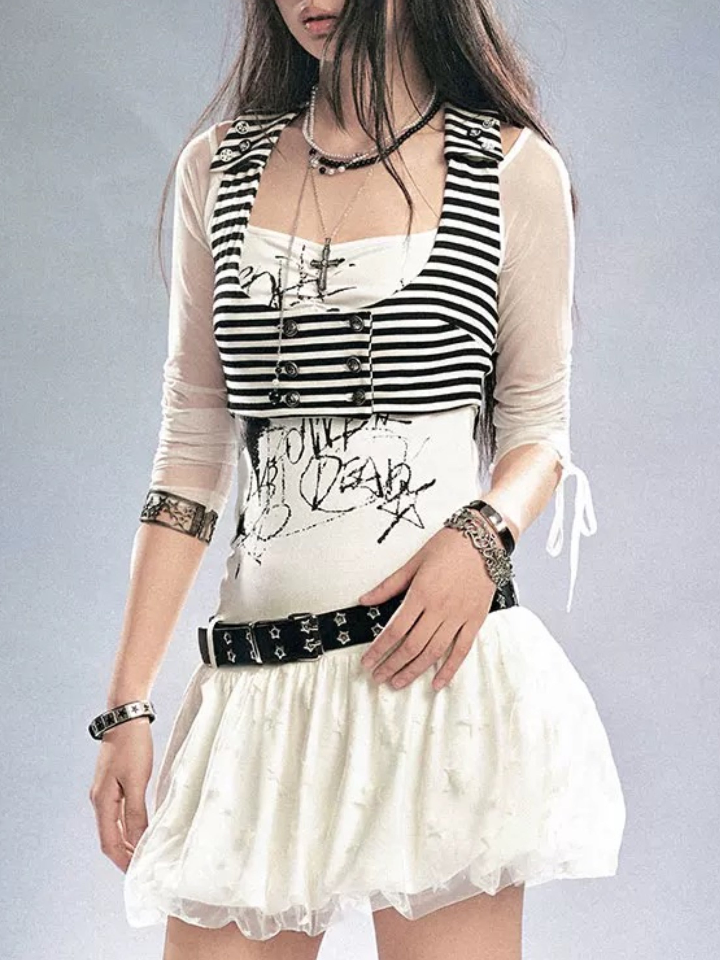 【Cest Nous】Striped Button 
Tank Top
