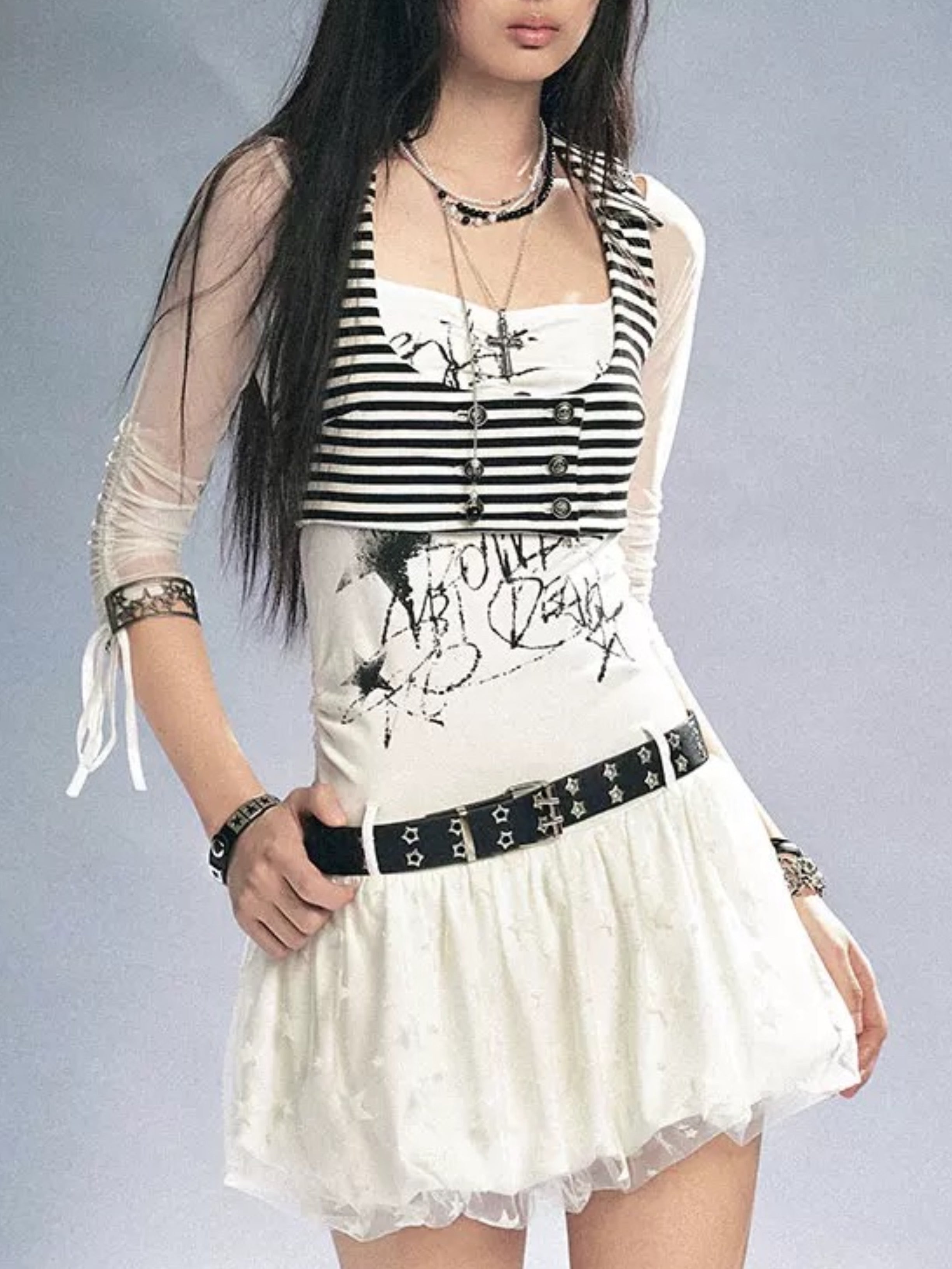 【Cest Nous】Striped Button 
Tank Top