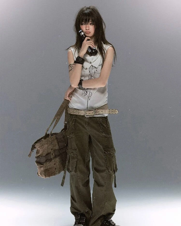 【Cest Nous】Ancient Sword Print Waistcoat