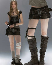 【Cest Nous】Denim Shorts With 
Belt