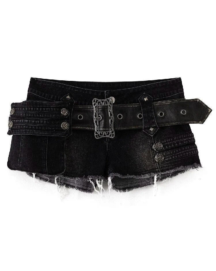 【Cest Nous】Denim Shorts With 
Belt