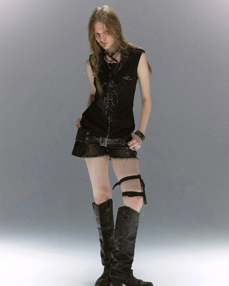 【Cest Nous】Ancient Sword Print Waistcoat
