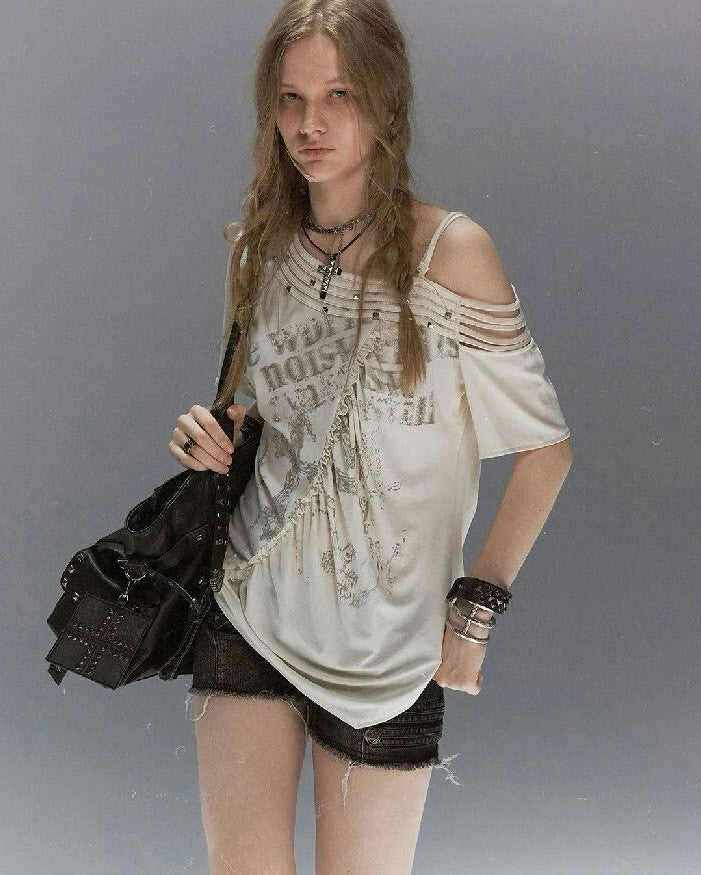 【Cest Nous】Tassel & Rivet T-shirt