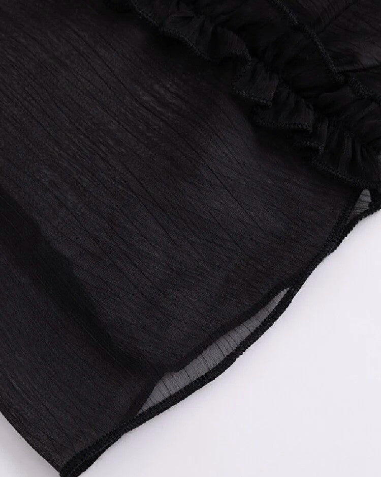 【Cest Nous】Lace Ruched Blouse