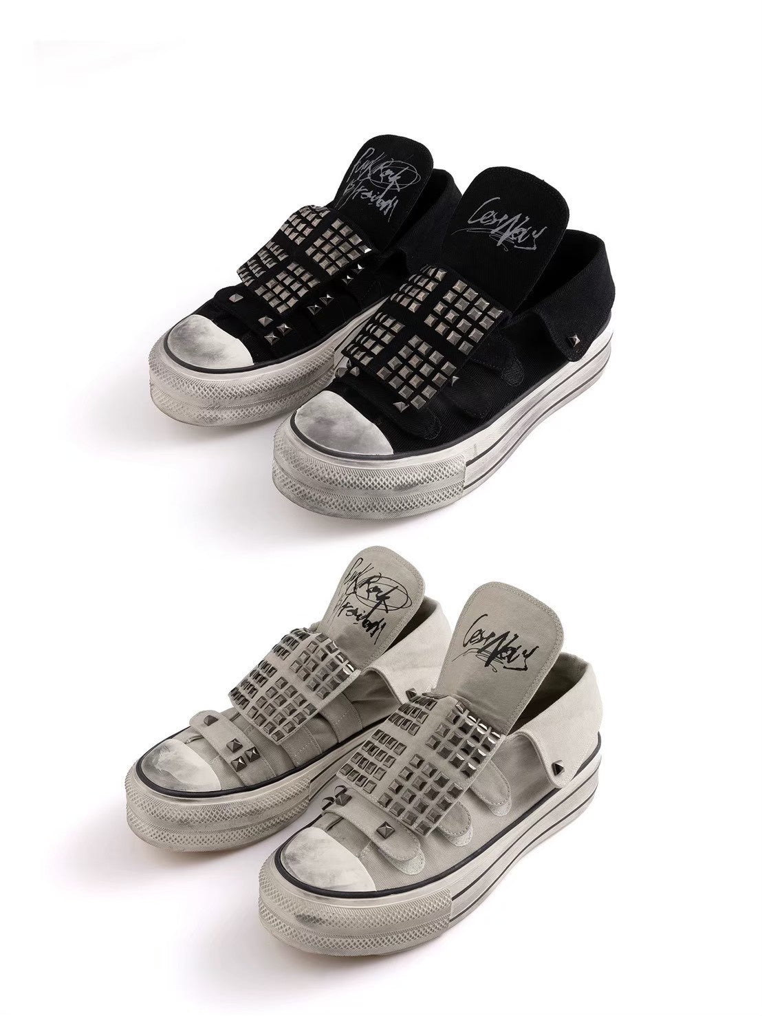 【Cest Nous】Cross-rivet canvas shoes