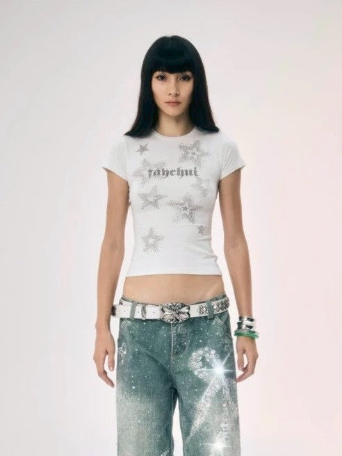【DND4DES】Starry Emerald Rhinestone T-Shirt
